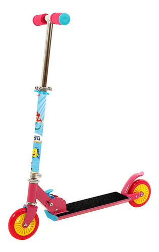 Patinete infantil Ariel de 2 ruedas para niñas, color rosa y amarillo