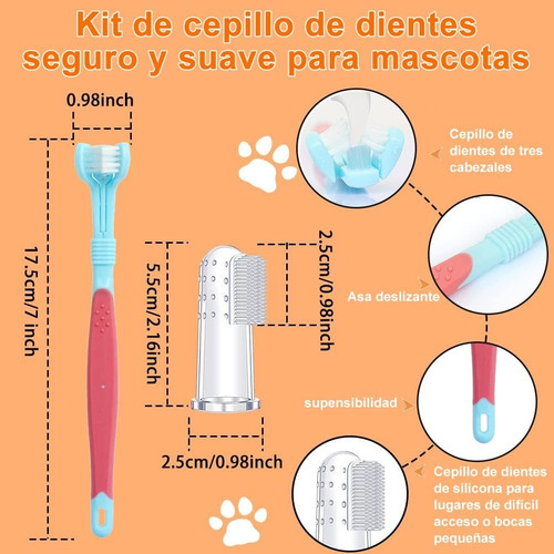 Juego Cepillo Dientes Mascotas 6 Pieza Silicona Suave Perros