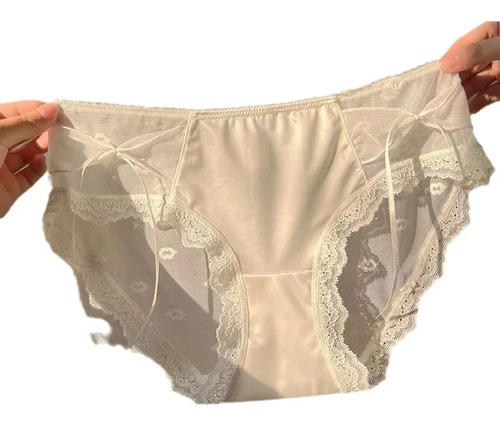 Calzoncillos De Encaje Para Mujer, Cintura Baja, Entrepierna