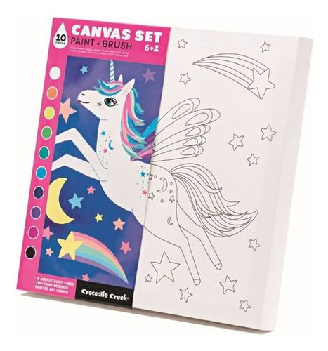 Libro Canvas Set Paint Unicorn Brush Con 10 Acrylic