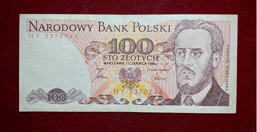 Billete 100 Zlotych Polonia 1986 Pick 143 E.1 Warynski