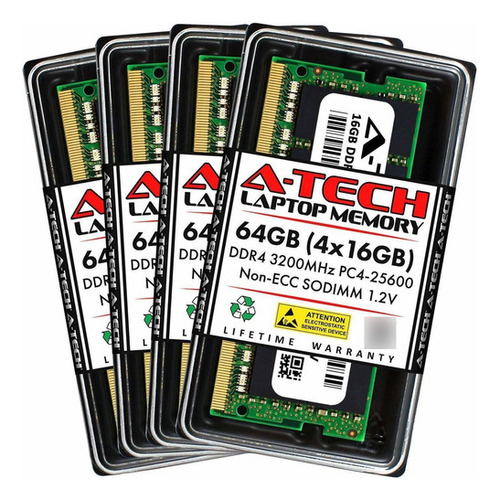 Memoria Ram 64gb 4x16gb Ddr4 3200 Mhz Sodimm A-tech At16g4d4