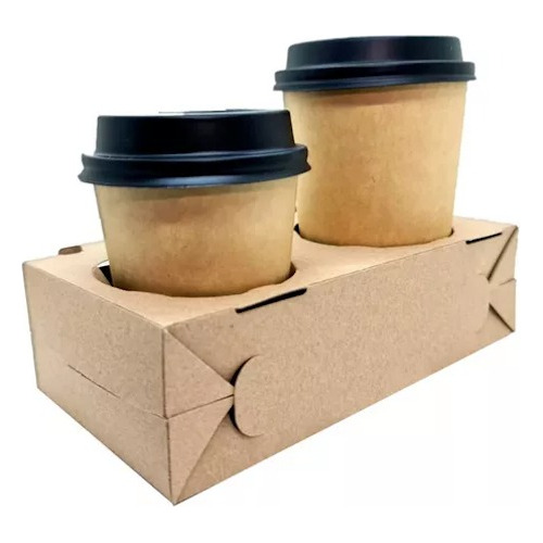 Portavasos Carton P/2 Vasos Cafe Delivery Take Away X100u