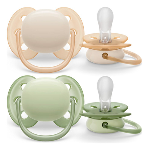 Philips Avent Ultra Soft 4 Chupones De 0-6m Verde / Naranja Período De Edad 0-6 Meses