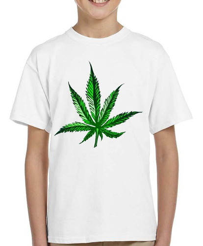 Remera De Niño Hoja Cannabis Verde