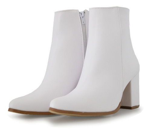 Botines Blancos Mujer Con Tacón Pisanto