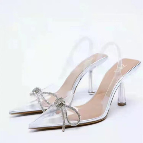 Zapatos De Tacón Brillantes Y Transparentes Para Mujer