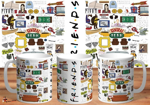 Taza De Ceramica Friends Serie Tv Retro Collage Art