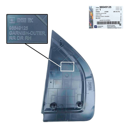 Imagen 7 de 9 de Tapa Externa Puerta Trasera Derecha Aveo Lt Ls 2011 2012