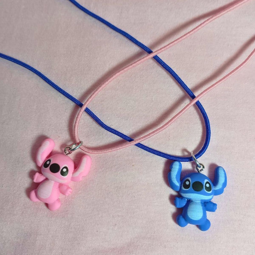 Colares Best Friend Lilo Stitch Angel Disney Azul Rosa Cor Azul E Rosa