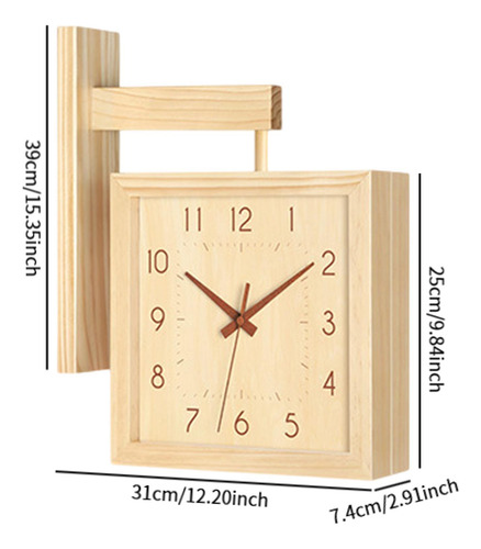 Reloj De La Pared De Doble Cara Diseño Color De Madera