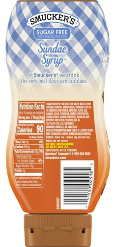 2 Botes De Smuckers Sundae Syrup Caramel Sugar Free 546g C/u