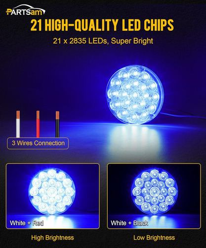 Luz Trasera Redonda De 4 Pulgadas, 21-2835 Led, Luces Auxili