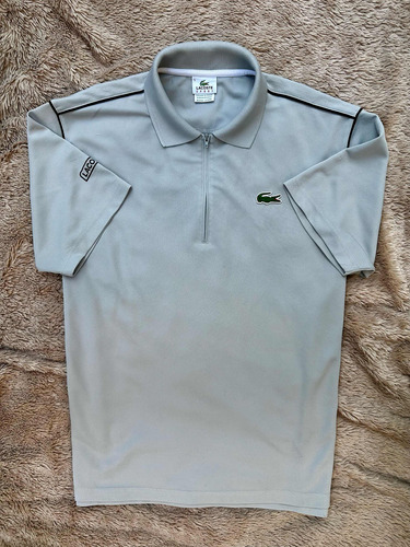 Playera Gris Tipo Polo Lacoste Sport Talla 5 / L  De Hombre