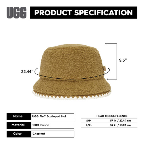 Gorro Ugg Uggfluff Festoneado Para Mujer, Suave Piel Sintéti