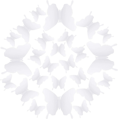 Mariposas Vinilo 3d Para Decorar Paredes 48 Unidades Blancas