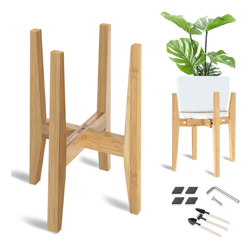 Soporte Ajustable Para Plantas De Interior Bambú Moderno De