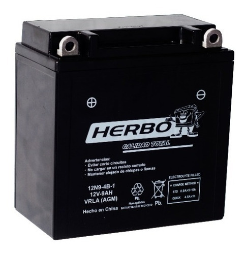 Batería Moto Herbo 12n9-4b-1 Gel Tec Agm Libre Mant.