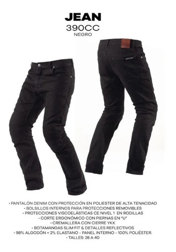 Jean Pantalon Moto Protecciones Nto Denim 390cc 