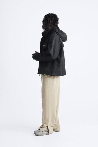 Campera De Hombre Tecnica Oversize Fit Zara Original Negro