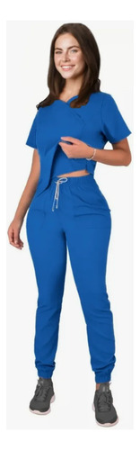 Uniforme Medico Quirúrgico Antifluidos Para Dama Pijama Dama Azul Plumbago Xl