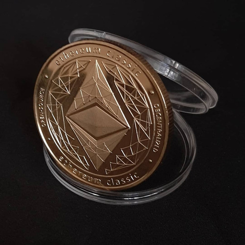 Imagen 3 de 7 de Souvenir Moneda Etherum Física Coleccionable Con Cápsula