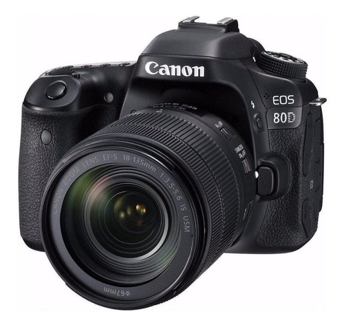  Canon EOS Kit 80D + lente 18-135mm f/3.5-5.6 IS USM DSLR cor  preto