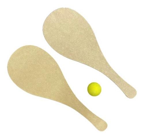 Paletas De Playa Madera 49cm + Pelota De Goma Verano Juguete