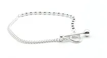 Comprar Pulsera Mitad Bolitas Mitad Cadena Cierre Broche T. Plata925