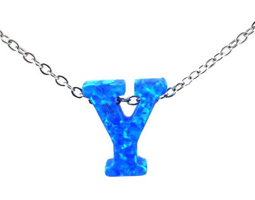 Collar De Ópalo De Fuego Azul Con Letras Sintéti 21667 Y