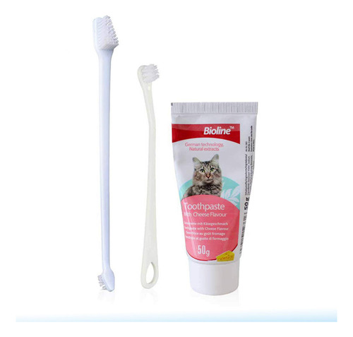 Kit De Higiene Dental Gato Bioline Pasta + 2 Cepillos Diente