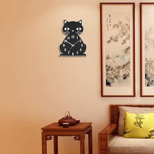 Reloj De Pared De Con Forma De Gato, Silencioso, Sin Tictac,