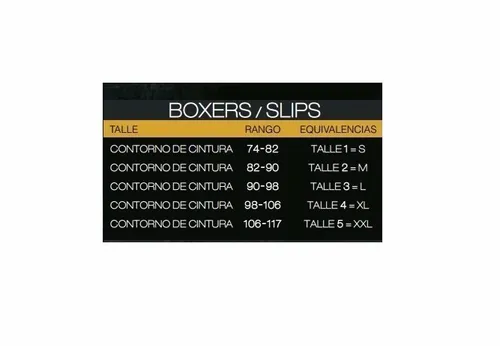 Tabla de talles boxer dufour sale