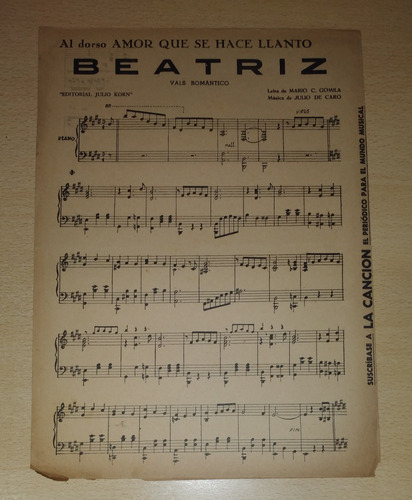 Partitura Beatriz Amor Que Se Hace Llanto