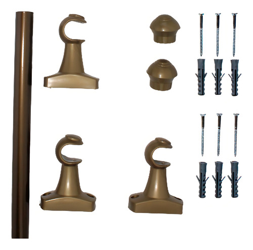 Varão Simples Para Cortinas 2,0mts 19mm Ouro Velho Compacto