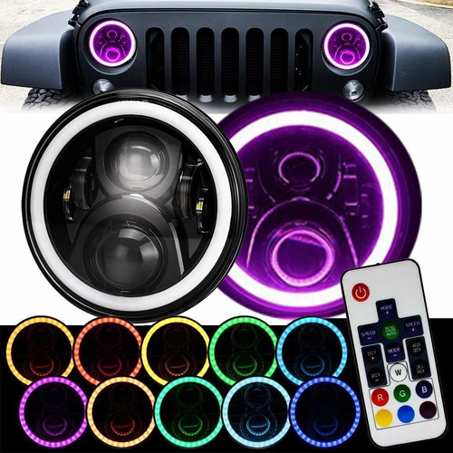 Faro Delantero Led 7  Mando Distancia Rgb Smd Para Jeep Jk 2