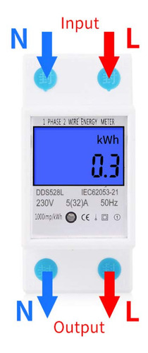 Medidor De Energía Dds528l Lcd Retroiluminación Din 5 32a
