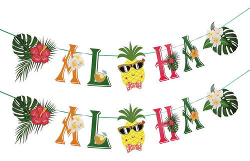 Banderín De Fiesta Hawaiano Con Forma De Piña, Genial, 2 Uni