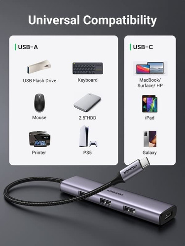 Imagen 2 de 7 de Hub Usb-c - 4 Port Usb 3.0 - Pc / Mac - Aluminio - Premium