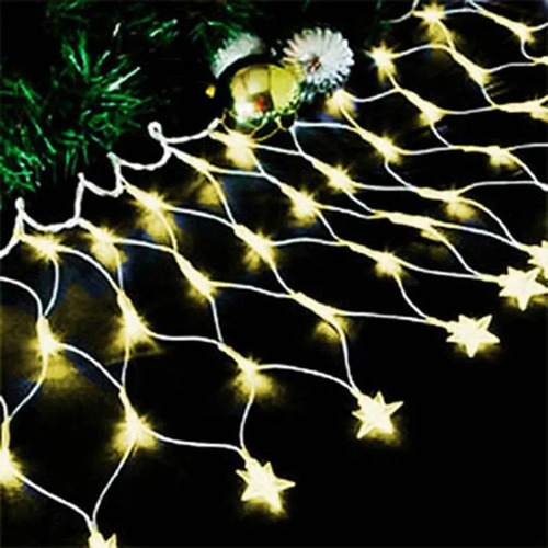 Rede De Led C/ Estrela Na Ponta 160 Leds Decoração De Natal Luzes Azul
