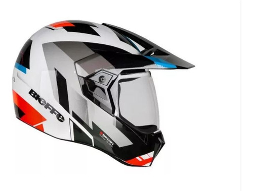 Capacete Fechado Bieffe Cross 3 Sport React Branco Vermelho