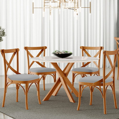 Cadeira Sala Jantar Estar Living Estofada Ávila Suede Cinza