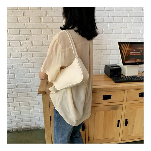 Vintage Color Sólido Bolso Señoras Moda Bolsa Bajo El Brazo