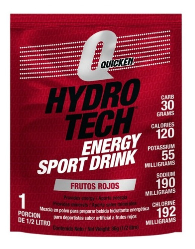 Hidratante Energética Hydrotech Frutos Rojos 20 Sobres Whey