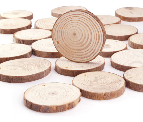 O 20 Discos Redondos De Madera Preperforados Sin Terminar De