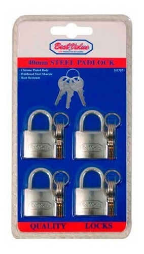 Imagen 1 de 2 de Candado Best-values Acero 40 Mm. X4 C/llave Maestra
