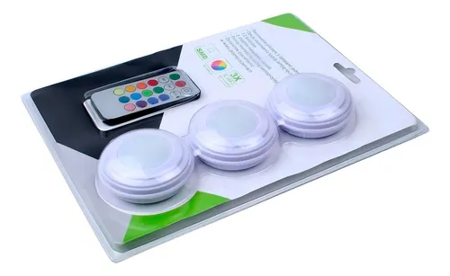 comprar Kit 3 Luminaria Lampada Led Spot Sem Fio Controle Remoto Cor Colorido c\u002Fcontrole cc