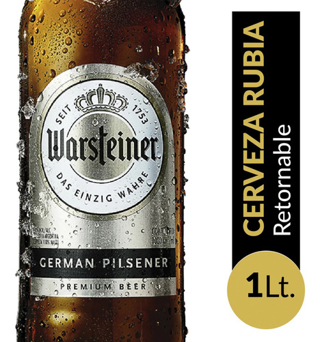 Cerveza Rubia Warsteiner Retornable 1 L.