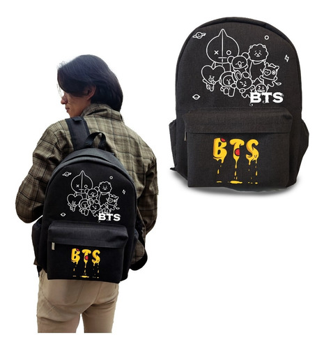 Mochila Bts Estampada Estilo Asiatico Semicanasta Comoda