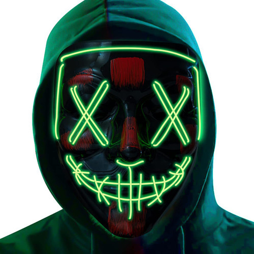 Máscara De Pestañas Neon Festa Balada Rave Halloween Cosplay Color Verde Diseño Verde